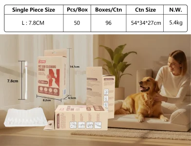 Dono Pet Ear Cleaning Swabs, Disposable Cotton Swabs for Dog & Cat Ear Care